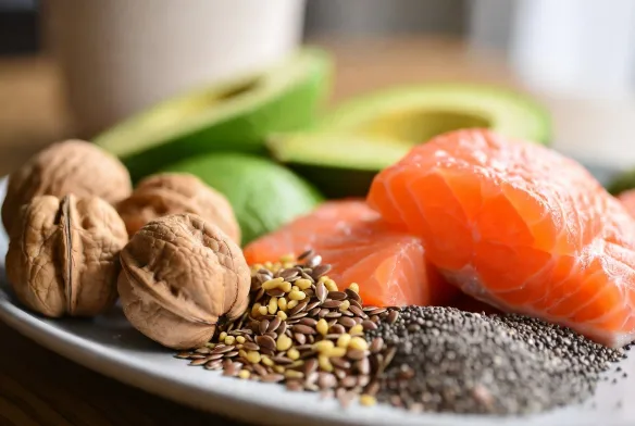 Somon, ceviz ve keten tohumu gibi omega-3 kaynakları